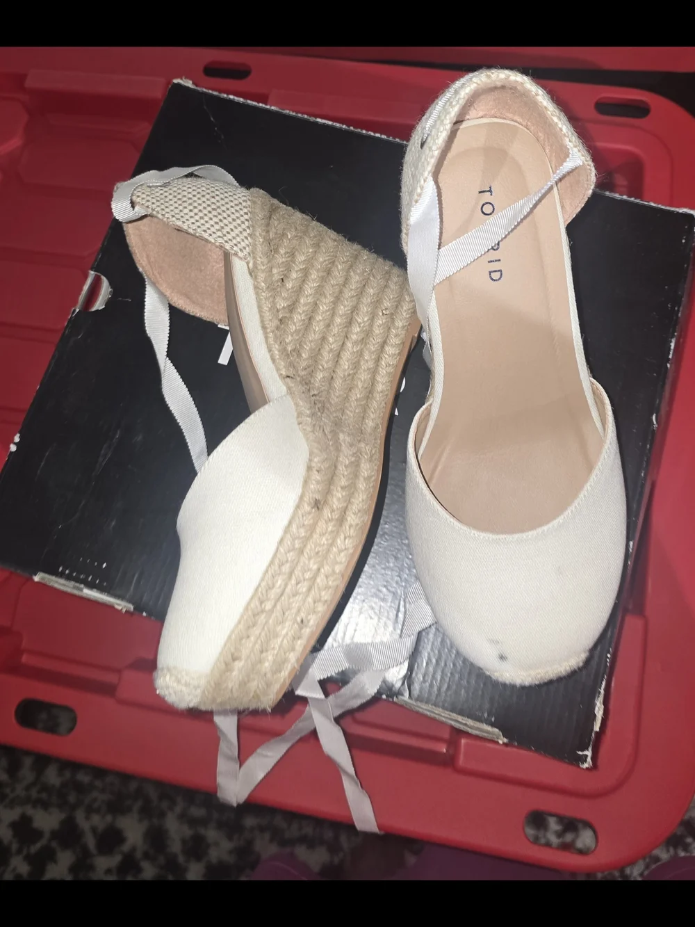 torrid White Canvas Espadrille Wedge Sandals
